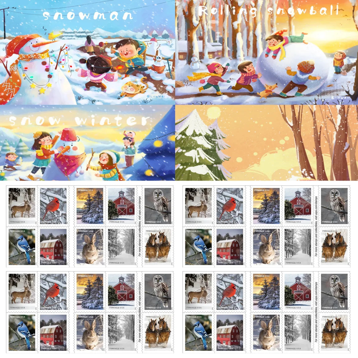 Winter Scenes Forever Stamps 2020