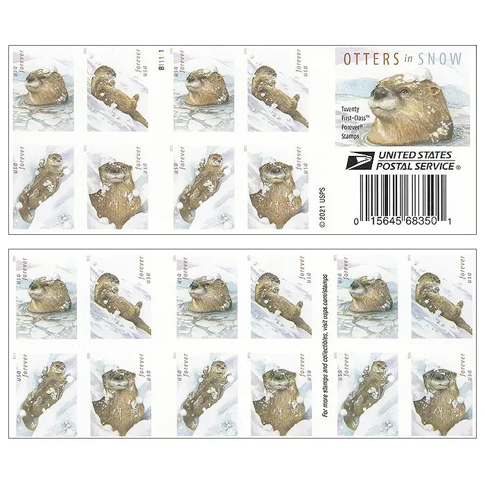 Otters In Snow Forever Stamps 2021