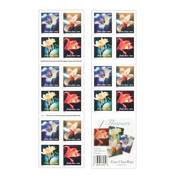 Four Flowers Forever Stamps 2000