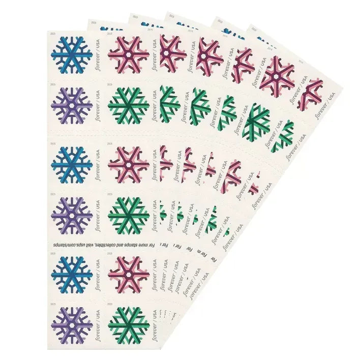 Geometric Snowflakes Forever Stamps 2015