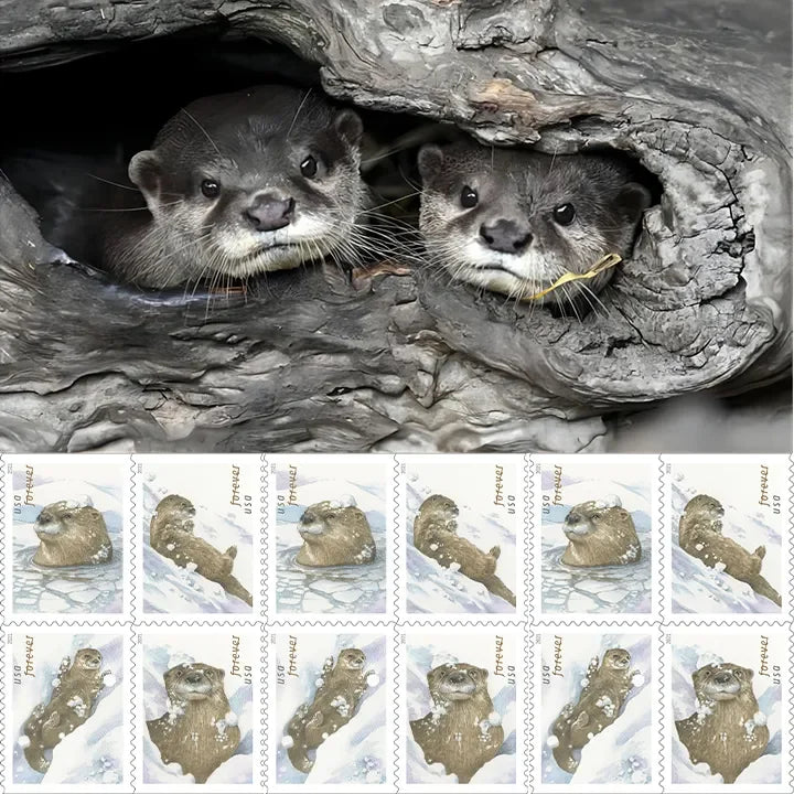 Otters In Snow Forever Stamps 2021
