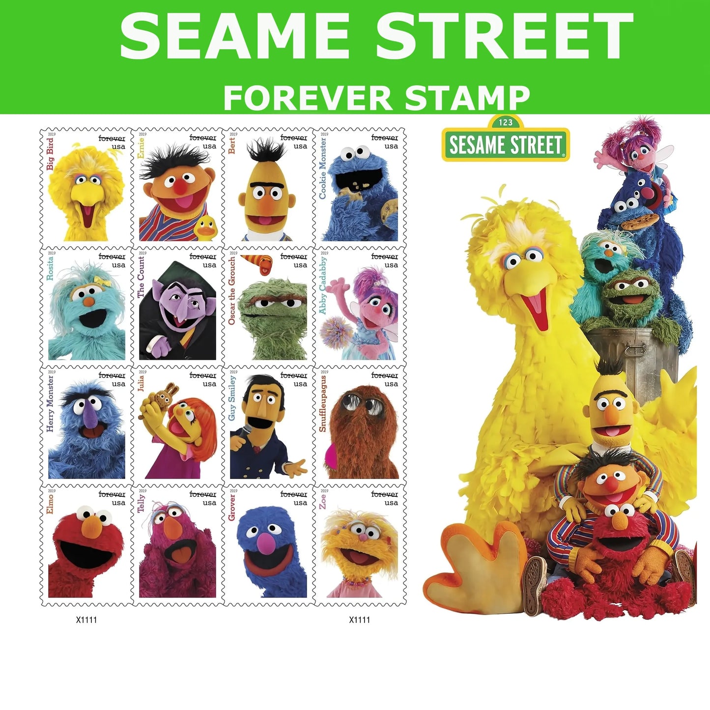 Sesame Street Forever Stamps 2019