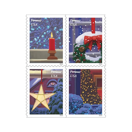 Holiday Windows Forever Stamps 2016 - 5 Booklets / 100 Pcs